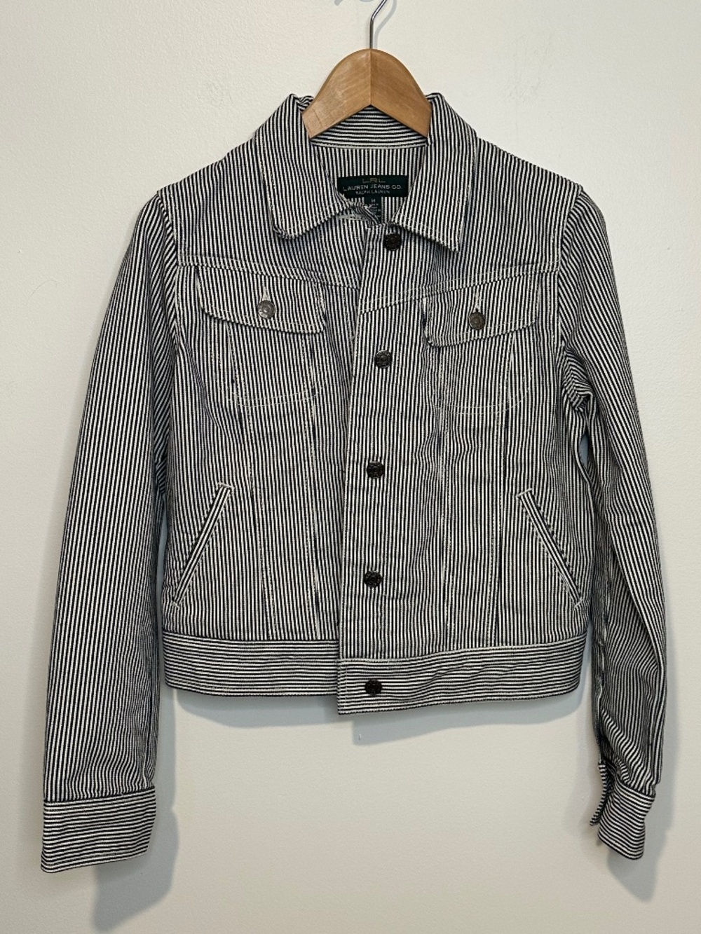 VTG Ralph Lauren Women’s Striped Lightweight Denim Classic Minimalist Jacket M